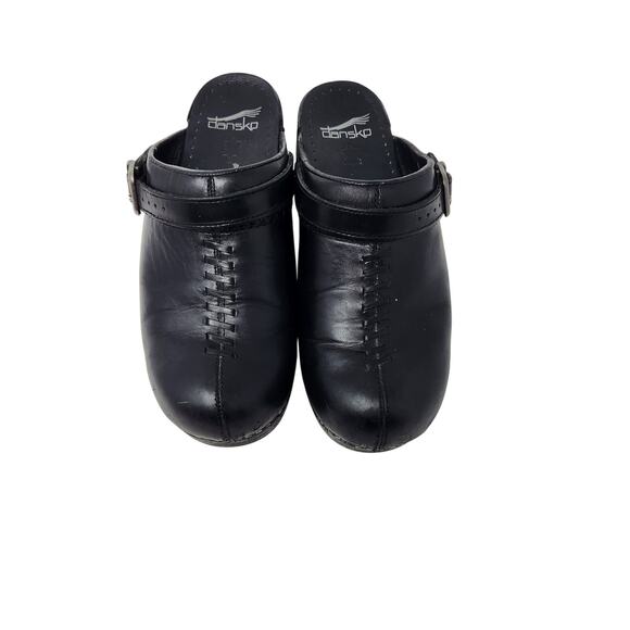 Dansko Black Leather Buckle Strap Classic Ivy Clogs Mules Slip On Sandals Sze 39 - Picture 3 of 11